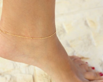 Dainty anklet - Beaded Anklet, ankle bracelet,Satellite,Simple Delicate Anklet,gold ankle bracelet,delicate anklet