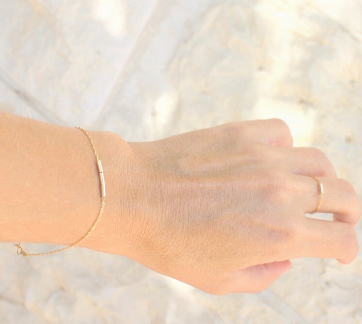 Dainty gold bracelet 14k gold filled tiny tubes bracelet Etsy