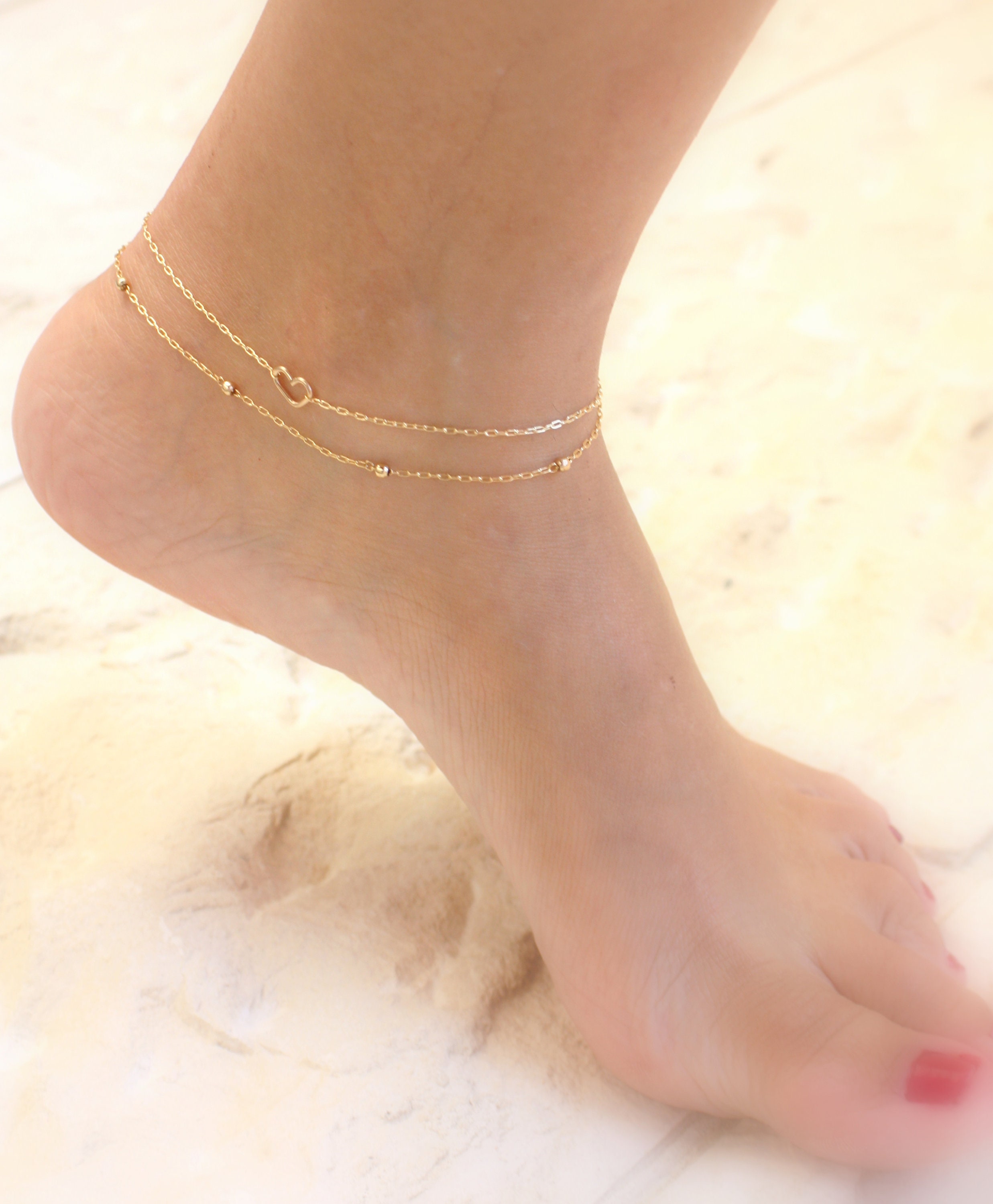 Layered Gold Anklets Chain Ankle Bracelets Dainty Gold | Etsy