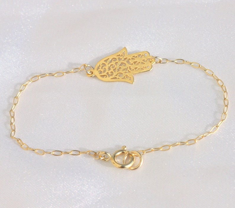 Hamsa Hand Bracelet 14k gold filled Sideways Hamsa Bracelet Etsy