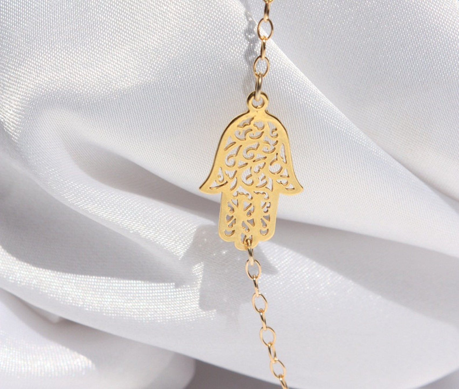 Hamsa Hand Bracelet 14k gold filled Sideways Hamsa Bracelet Etsy