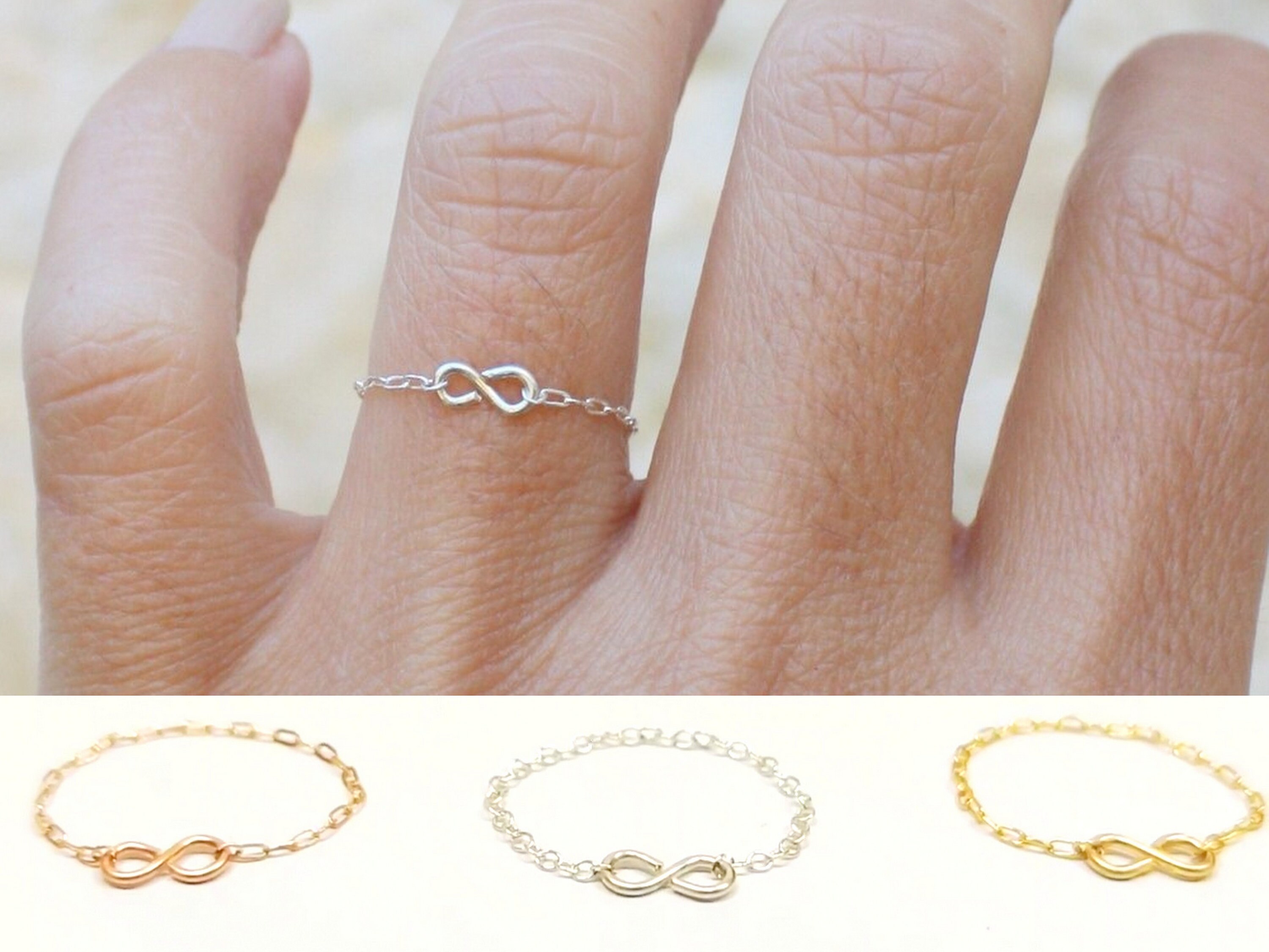  JULJEWELRY Chain Ring 14k Gold filled Silver or Rose