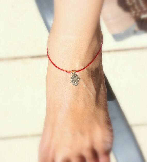 Items similar to Red String anklet Anklet, ankle bracelet, hamsa