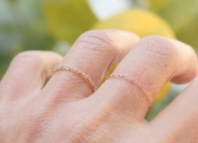 Thin Stack Ring Barely there jewelry Dainty Simple Delicate Gold Ring Tiny 14k Gold filled Chain Jewelry Chain Ring