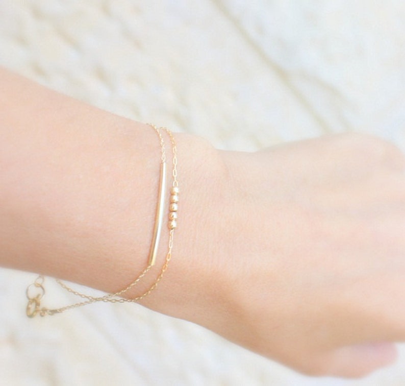 Tiny gold bracelet minimalist jewelry dainty gold Etsy