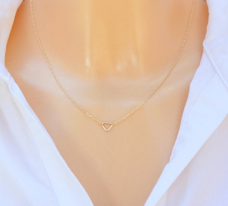 Tiny Triangle Necklace Minimal Delicate Simple thin chain Necklace