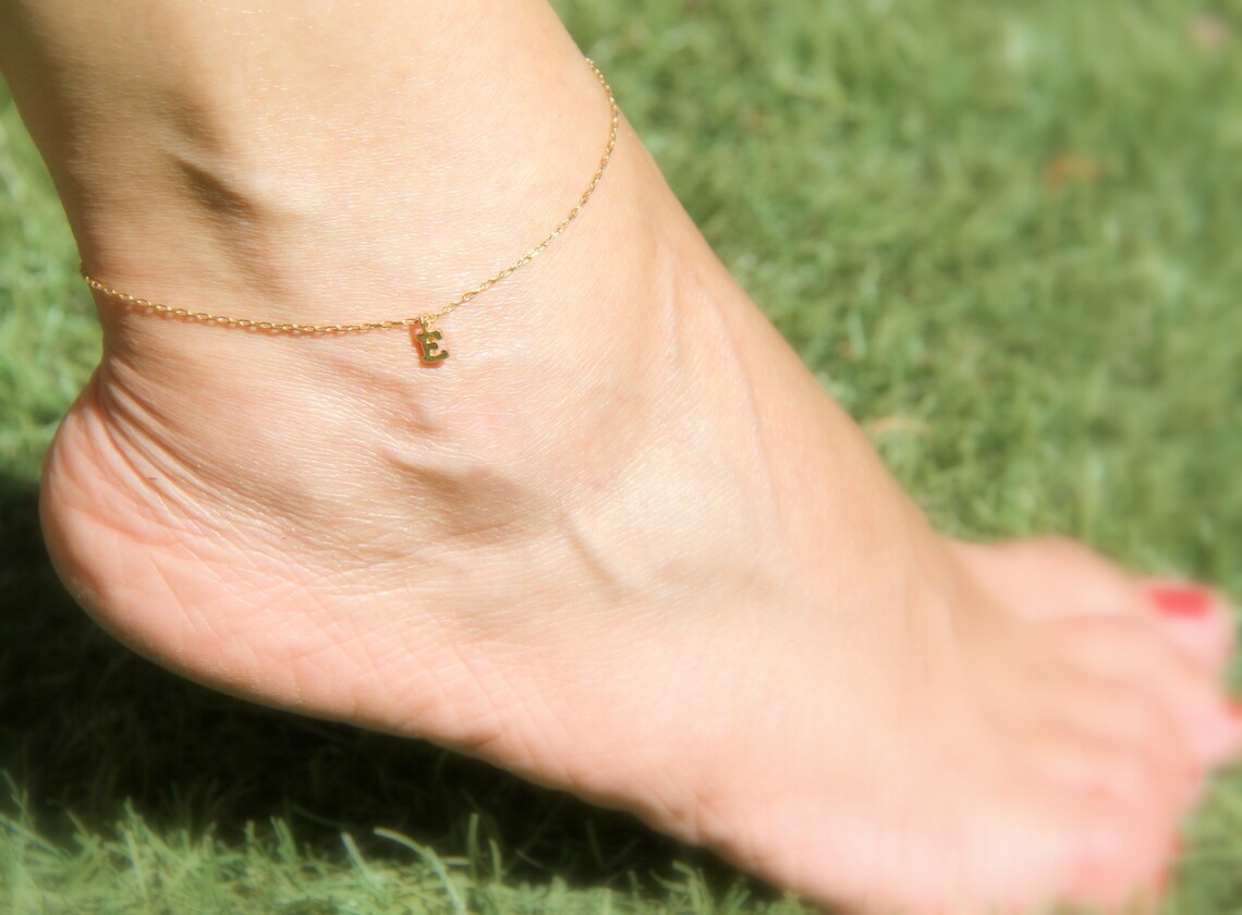 Initial Anklet Gold Initial Letter Anklet Personalized Etsy