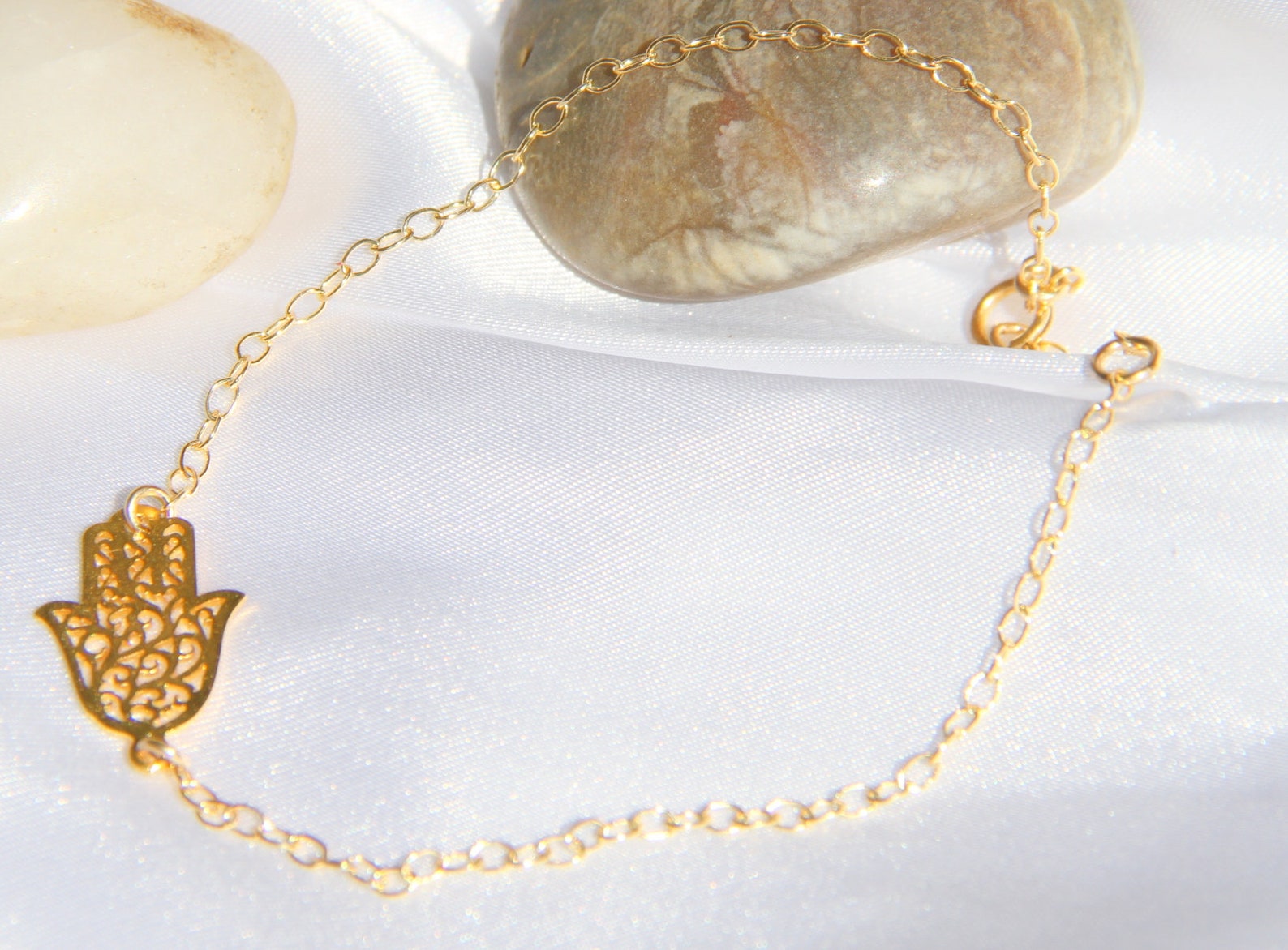 Hamsa Hand Bracelet 14k gold filled Sideways Hamsa Bracelet Etsy