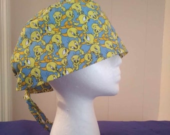 Tweety scrub cap with ties
