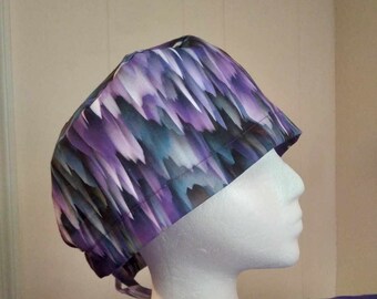 Purple Brush scrub cap with ties