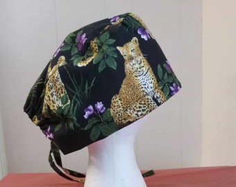 Animal print scrub cap