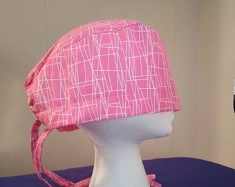 Pretty pink scrub cap with ties