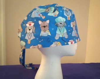 Medical dogs scrub cap with ties
