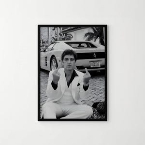 Scarface Tony Montana-tryck, svartvit väggkonst, Al Pacino-filmaffisch, dekoration av kult-gangsterfilmen, konsttryck av premium museikvalitet