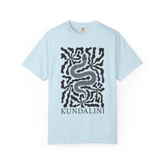 Kundalini Shirt Unisex Fit Meditation Tee With Snake and Abstract Boho Flowers