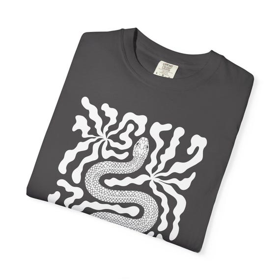 Kundalini Shirt Unisex Fit Meditation Tee With Snake and Abstract Boho Flowers
