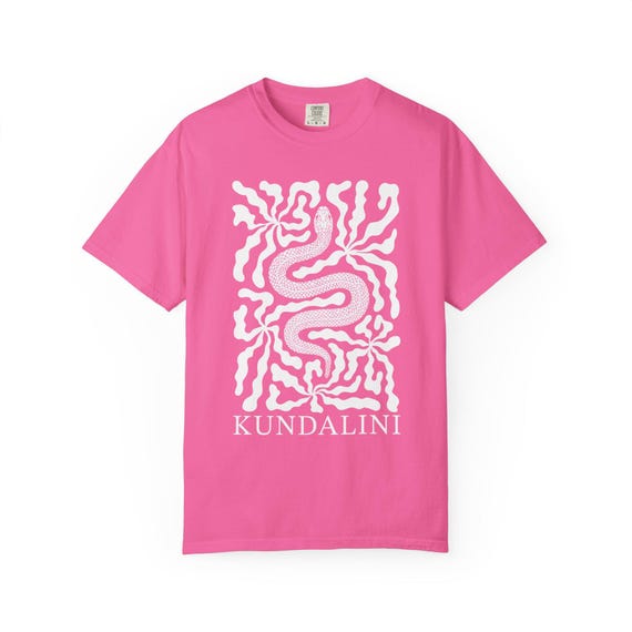 Kundalini Shirt Unisex Fit Meditation Tee With Snake and Abstract Boho Flowers