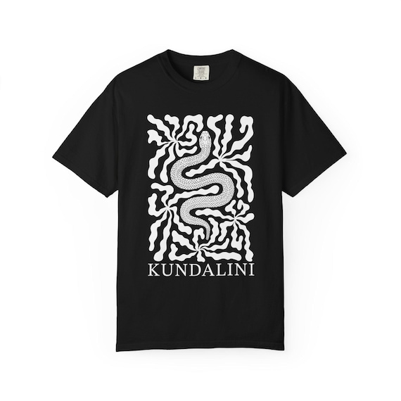 Kundalini Shirt Unisex Fit Meditation Tee With Snake and Abstract Boho Flowers