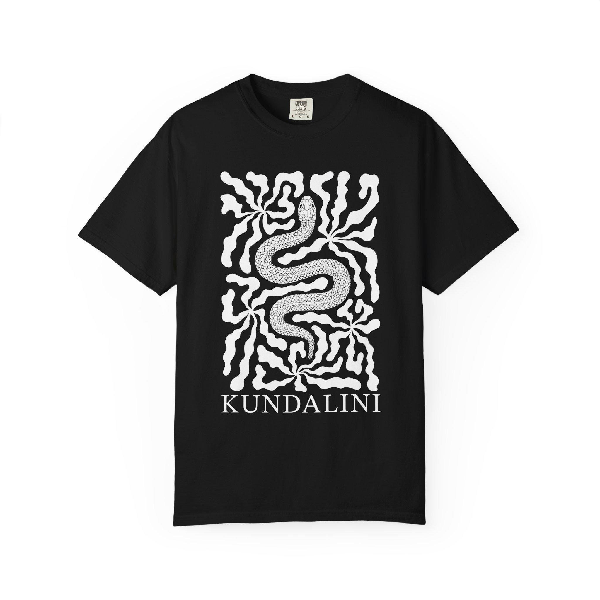Kundalini Shirt Unisex Fit Meditation Tee With Snake and Abstract Boho Flowers