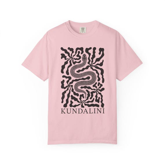 Kundalini Shirt Unisex Fit Meditation Tee With Snake and Abstract Boho Flowers