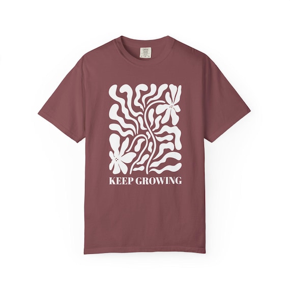 Positive Quote Keep Growing T-Shirt Mental Health Support Floral Boho Tee