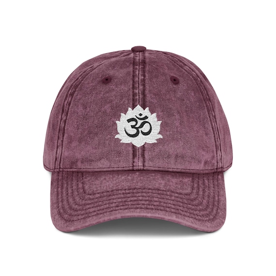 Om Aum Lotus Embroidered Cap Vintage Washed Baseball Hat