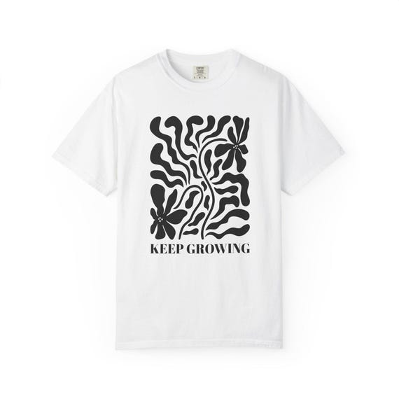 Positive Quote Keep Growing T-Shirt Mental Health Support Floral Boho Tee