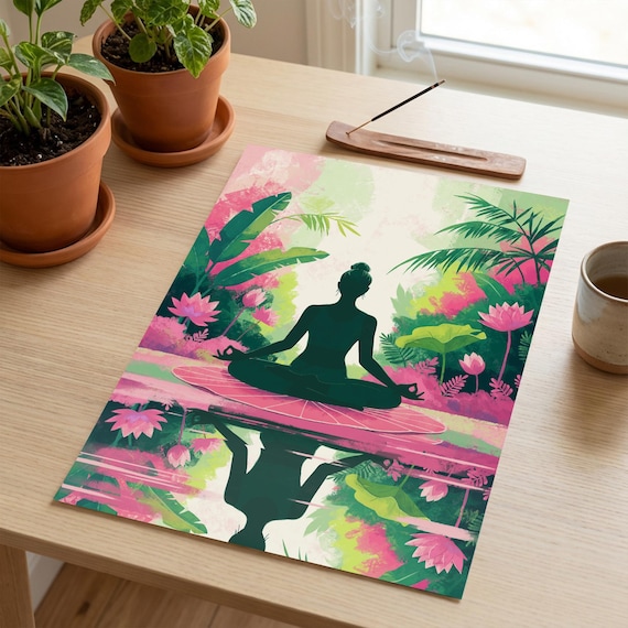 Yoga Wall Art Meditation Poster Mindfulness Yoga Decor Spiritual Woman Gift