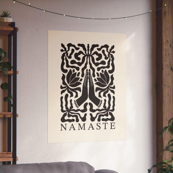 Namaste Hands Poster Matte Vertical Wall Art Yoga Meditation Print Spiritual Home Decor