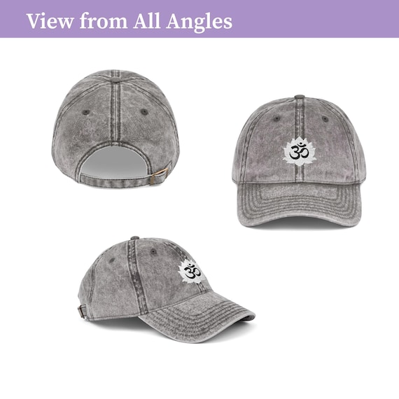 Om Aum Lotus Embroidered Cap Vintage Washed Baseball Hat