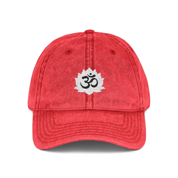Om Aum Lotus Embroidered Cap Vintage Washed Baseball Hat