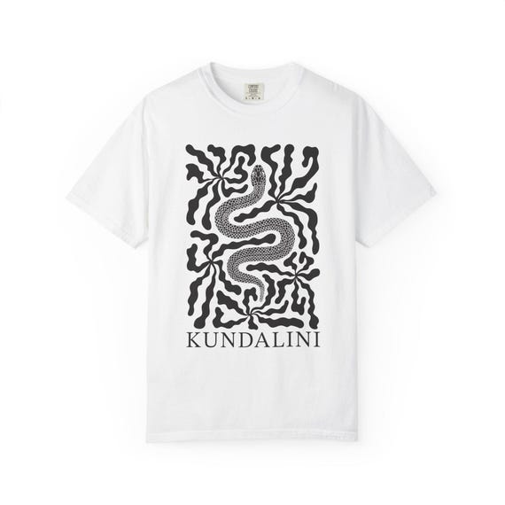 Kundalini Shirt Unisex Fit Meditation Tee With Snake and Abstract Boho Flowers
