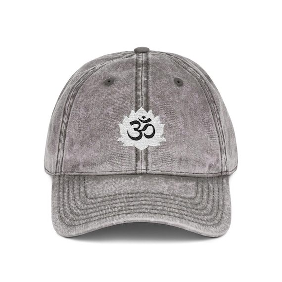 Om Aum Lotus Embroidered Cap Vintage Washed Baseball Hat