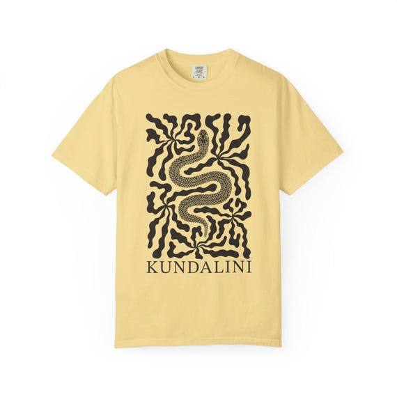 Kundalini Shirt Unisex Fit Meditation Tee With Snake and Abstract Boho Flowers