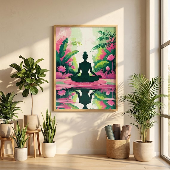 Yoga Wall Art Meditation Poster Mindfulness Yoga Decor Spiritual Woman Gift
