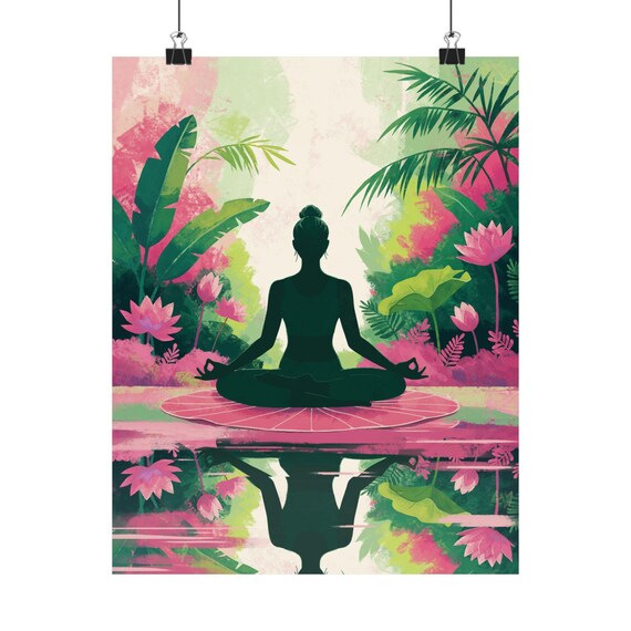 Yoga Wall Art Meditation Poster Mindfulness Yoga Decor Spiritual Woman Gift
