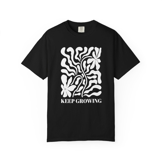 Positive Quote Keep Growing T-Shirt Mental Health Support Floral Boho Tee