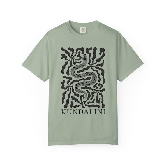 Kundalini Shirt Unisex Fit Meditation Tee With Snake and Abstract Boho Flowers