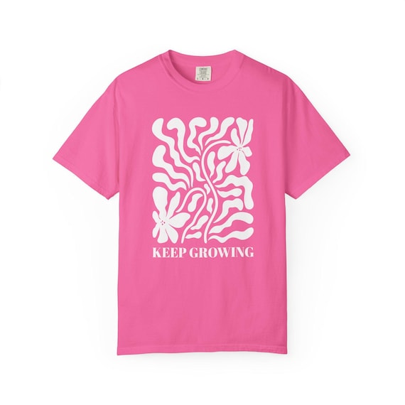 Positive Quote Keep Growing T-Shirt Mental Health Support Floral Boho Tee