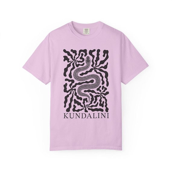 Kundalini Shirt Unisex Fit Meditation Tee With Snake and Abstract Boho Flowers