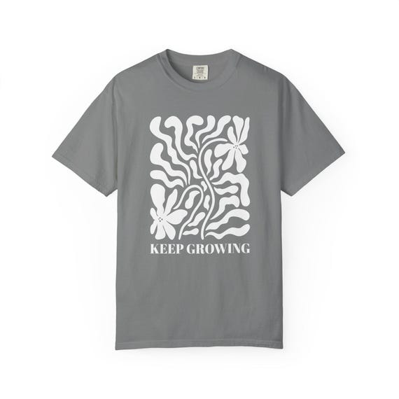 Positive Quote Keep Growing T-Shirt Mental Health Support Floral Boho Tee