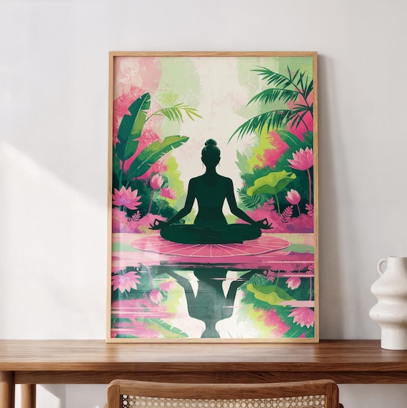Yoga Wall Art Meditation Poster Mindfulness Yoga Decor Spiritual Woman Gift