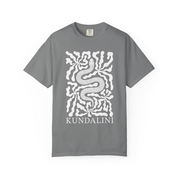 Kundalini Shirt Unisex Fit Meditation Tee With Snake and Abstract Boho Flowers