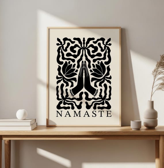 Namaste Hands Poster Matte Vertical Wall Art Yoga Meditation Print Spiritual Home Decor