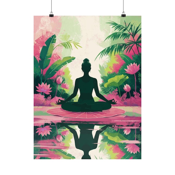 Yoga Wall Art Meditation Poster Mindfulness Yoga Decor Spiritual Woman Gift