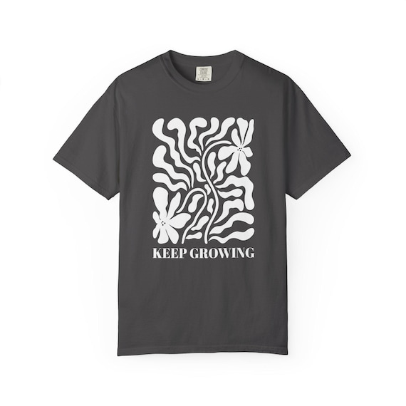 Positive Quote Keep Growing T-Shirt Mental Health Support Floral Boho Tee