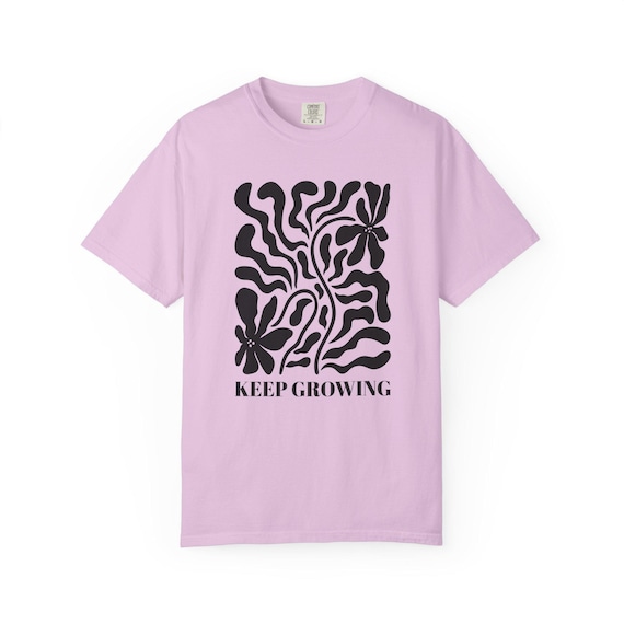 Positive Quote Keep Growing T-Shirt Mental Health Support Floral Boho Tee