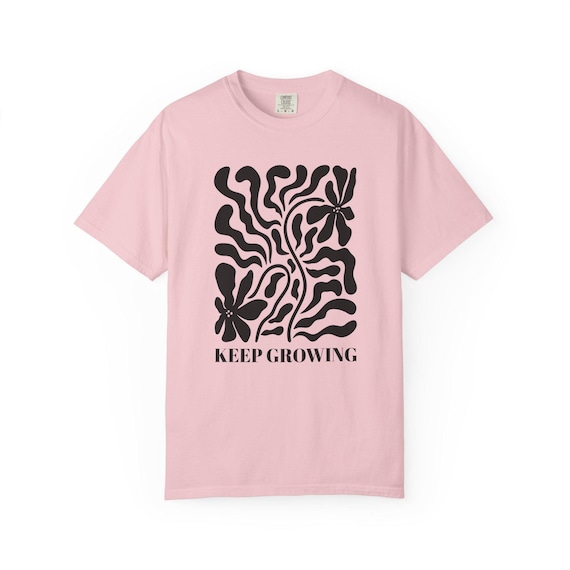 Positive Quote Keep Growing T-Shirt Mental Health Support Floral Boho Tee