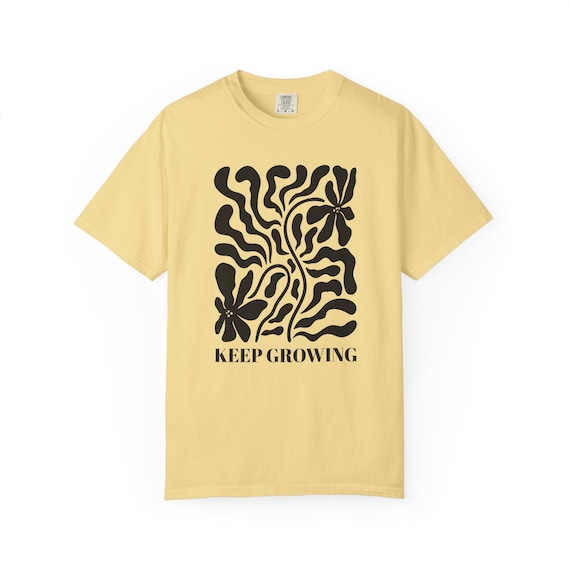Positive Quote Keep Growing T-Shirt Mental Health Support Floral Boho Tee