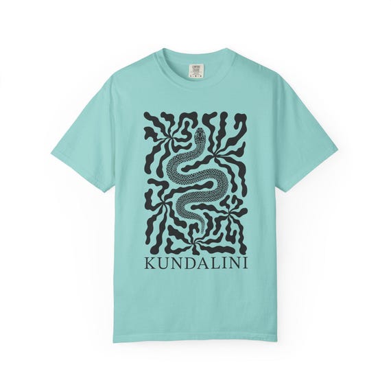 Kundalini Shirt Unisex Fit Meditation Tee With Snake and Abstract Boho Flowers